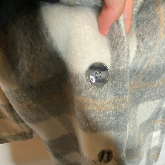 NWT Sage The Label Womens Charlie Plaid Long Coat XS - Ivory Gray Academia - Picture 11 of 16